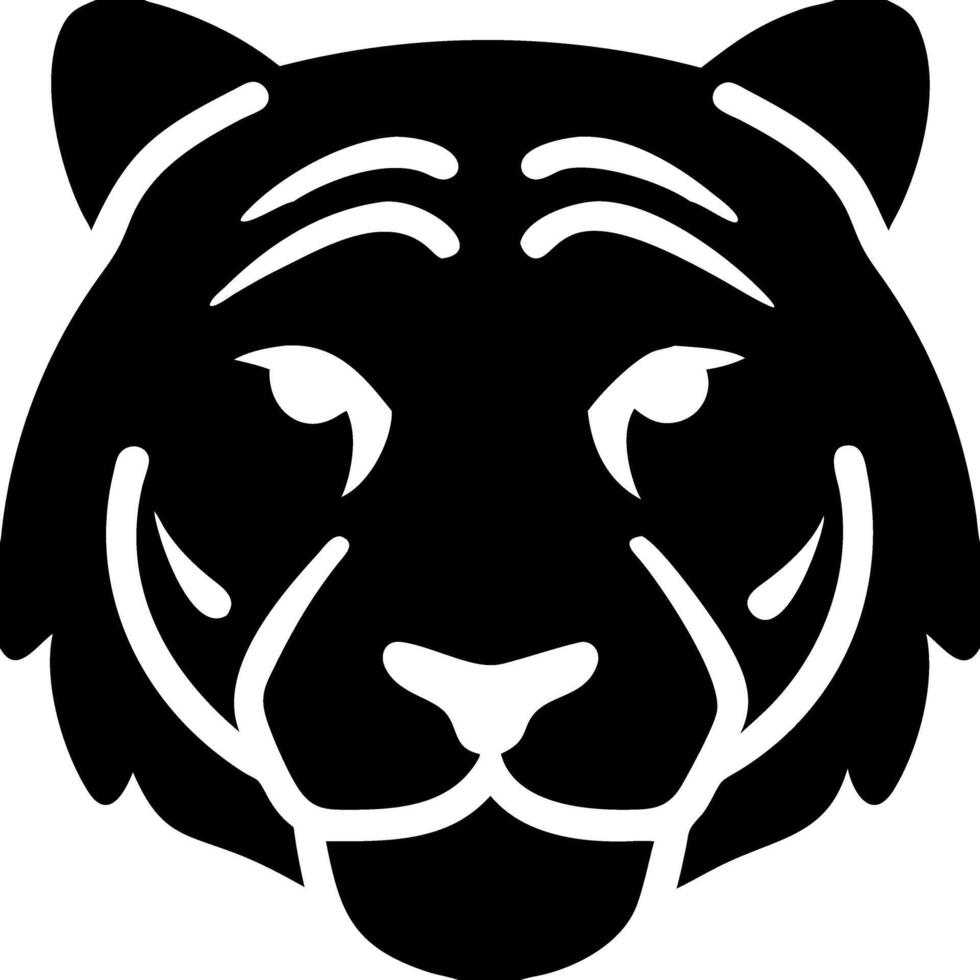 Black Silhouette Tiger Face Art Illustration for Design and Decor vector