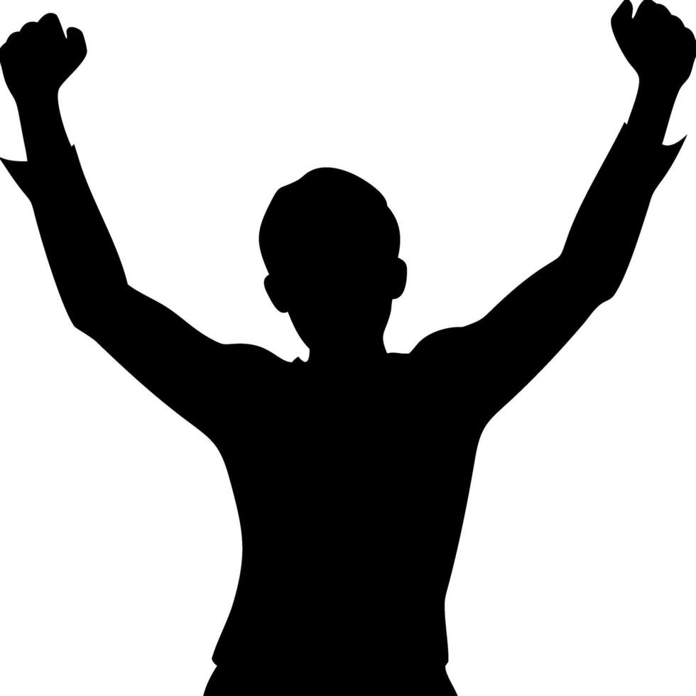 Celebratory Silhouette of Victorious Person with Raised Arms vector
