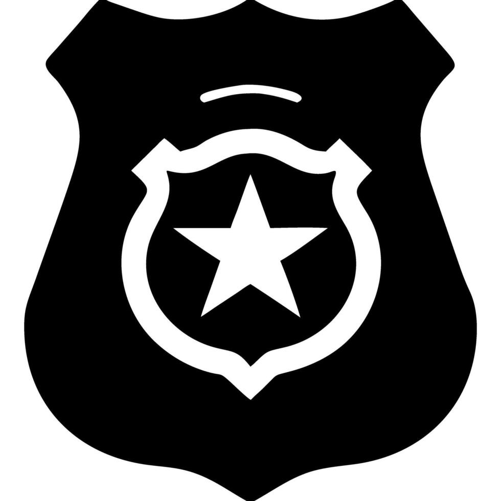 Black Police Badge with Star Center Illustration Design vector
