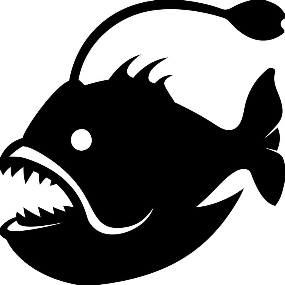 Anglerfish Silhouette Illustration Deep Sea Creature vector