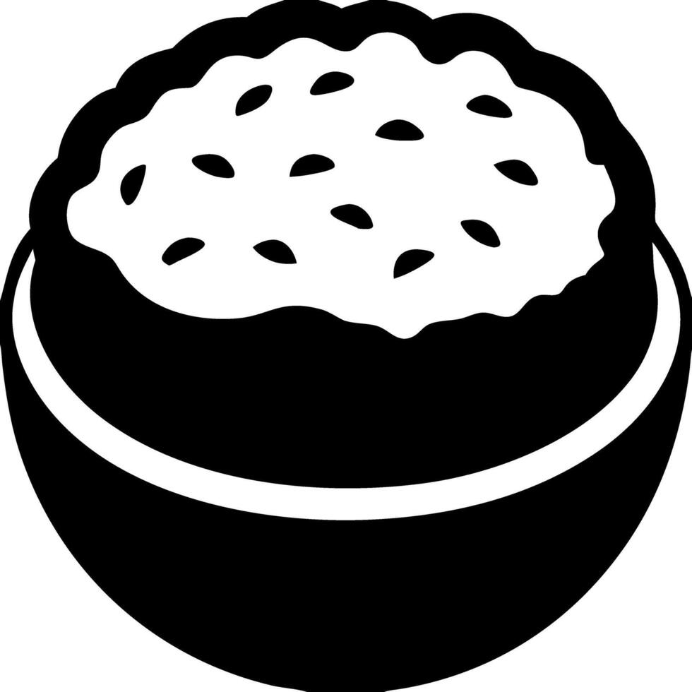 Black and White Rice Bowl Illustration for Food Design and Culinary Projects vector