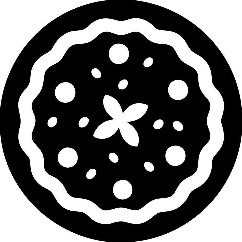 Black and White Decorative Cookie with Floral Design Illustration vector