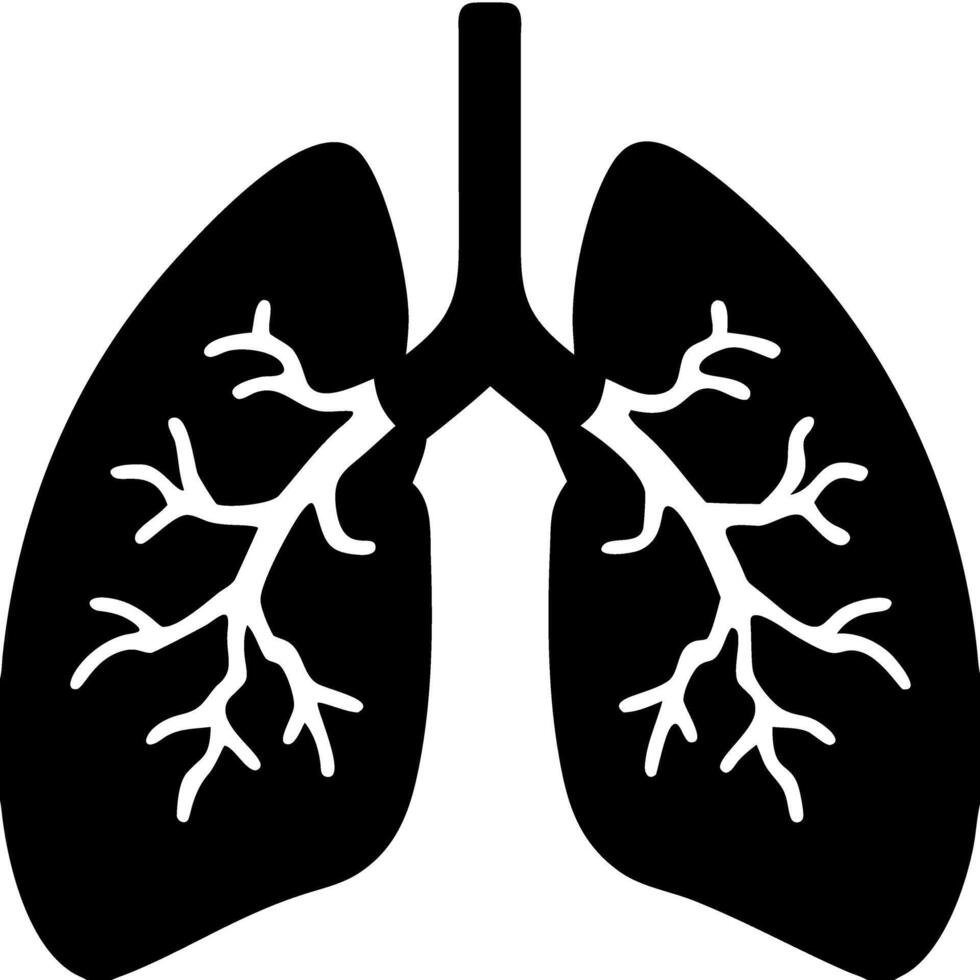 Black Silhouette Lungs Illustration for Medical Education and Health Awareness vector