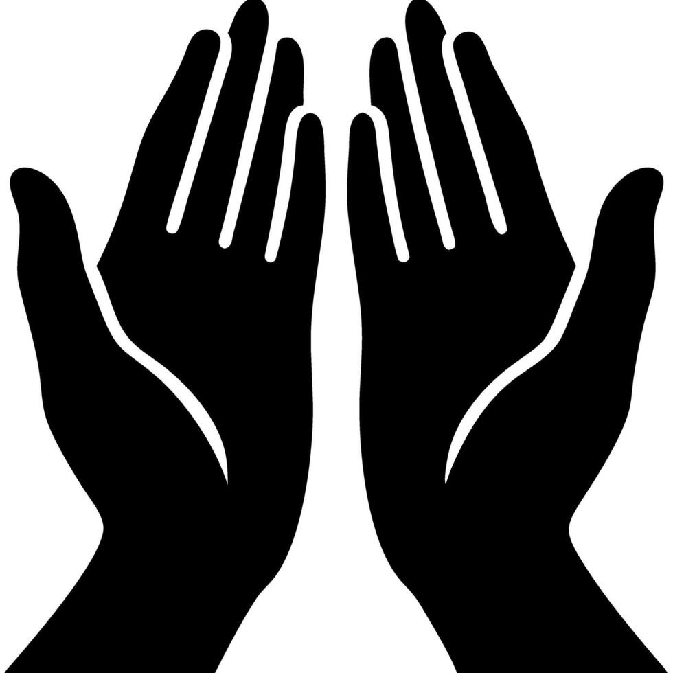 Black Silhouette Open Hands Symbolizing Giving and Receiving Concept vector