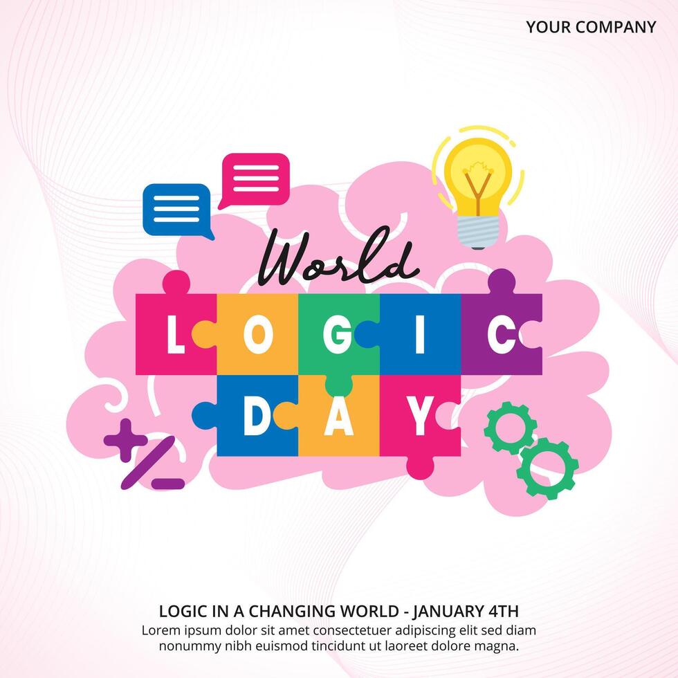 World Logic Day with a puzzle text vector