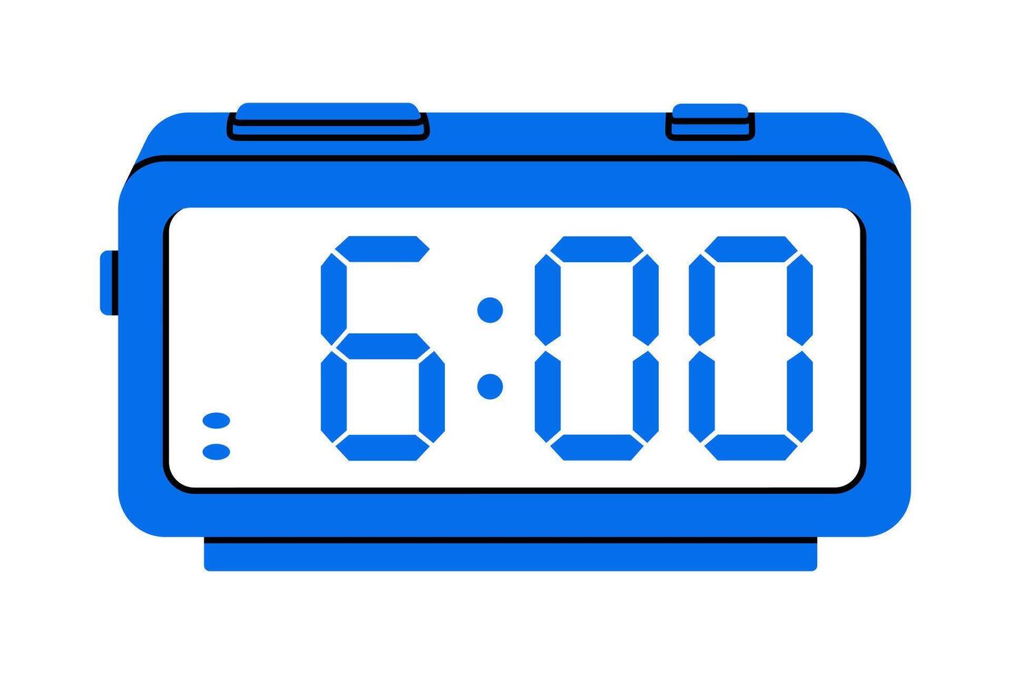 Hand drawn cute cartoon illustration of alarm clock. Flat time countdown electronic device in colored doodle style. Education or study sticker, icon. Time management. Deadline timer. Isolated. vector