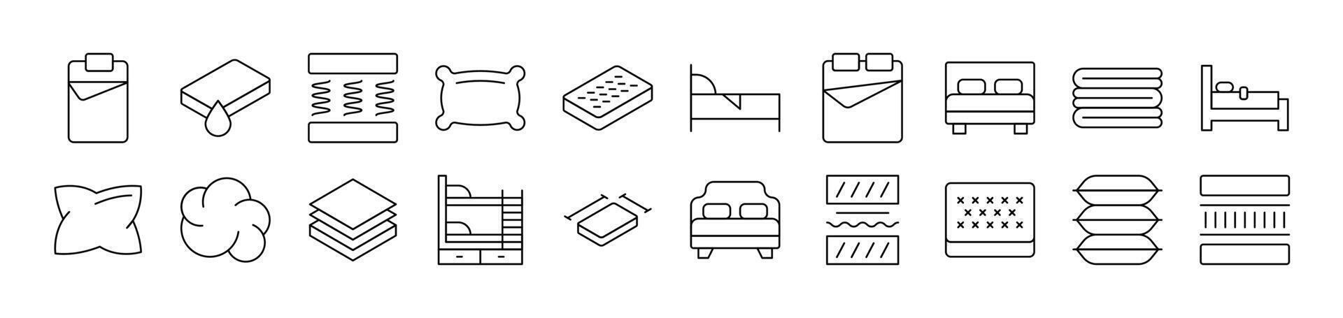 Pillow, Cushion Outline Picture Collection. Editable Stroke. Perfect for Infographics, Articles, Books, Flyers, Banners vector