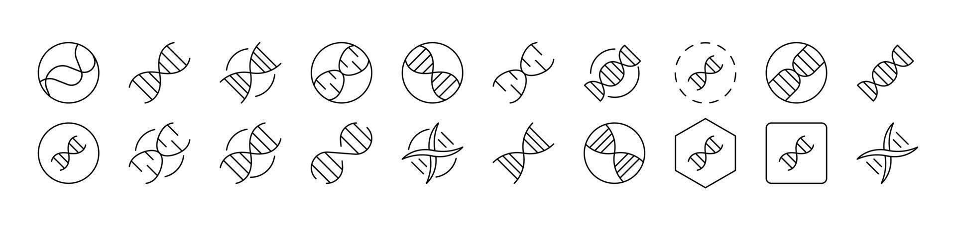 DNA Icon Set for UI, Placards, Books, Apps. Editable Stroke. Suitable for Web Sites, Books, Cards, Apps vector