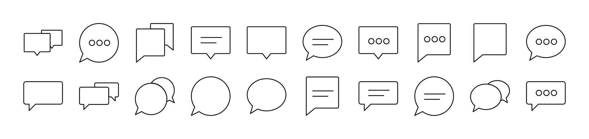 Speech Bubble as Communication and Dialogue Outline Icon Collection. Editable Stroke. Perfect for Infographics, Articles, Books, Flyers, Banners vector