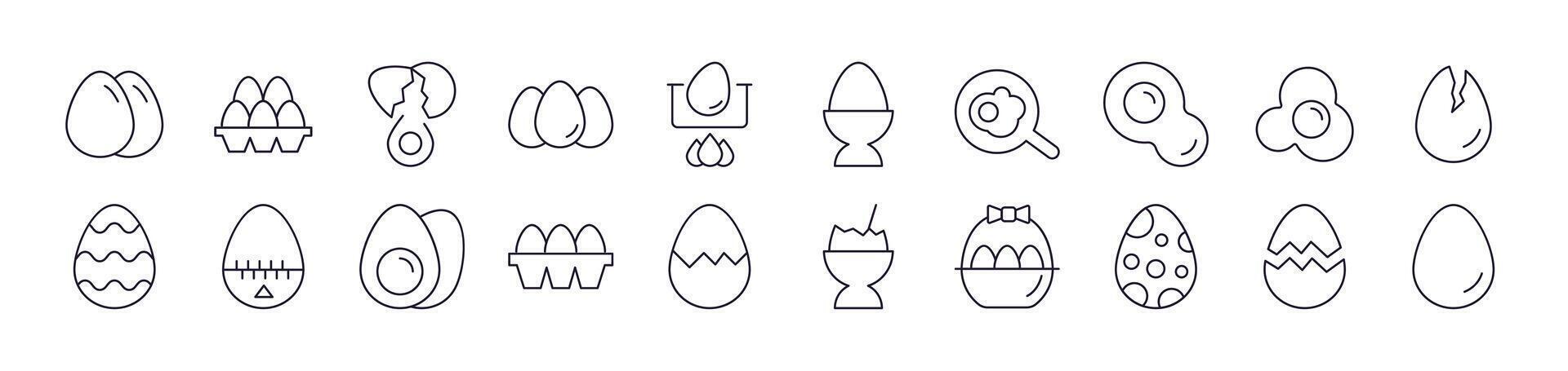 Collection of Signs of Various Eggs Drawn with Thin Line for apps, web sites, banners, infographics and other types of design vector