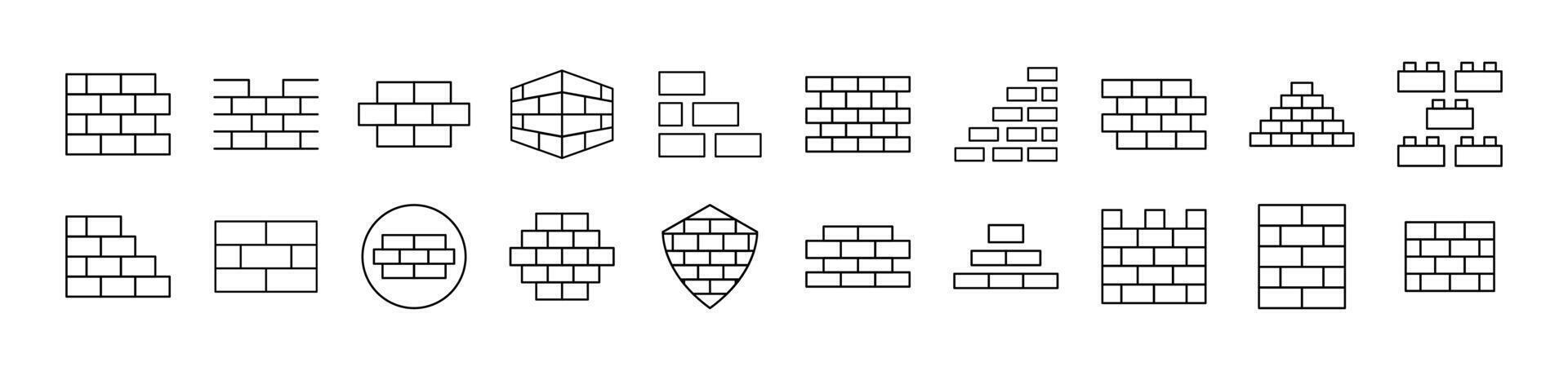 Brick Wall Related Image Collection. Editable Stroke. Perfect for Infographics, Articles, Books, Flyers, Banners vector