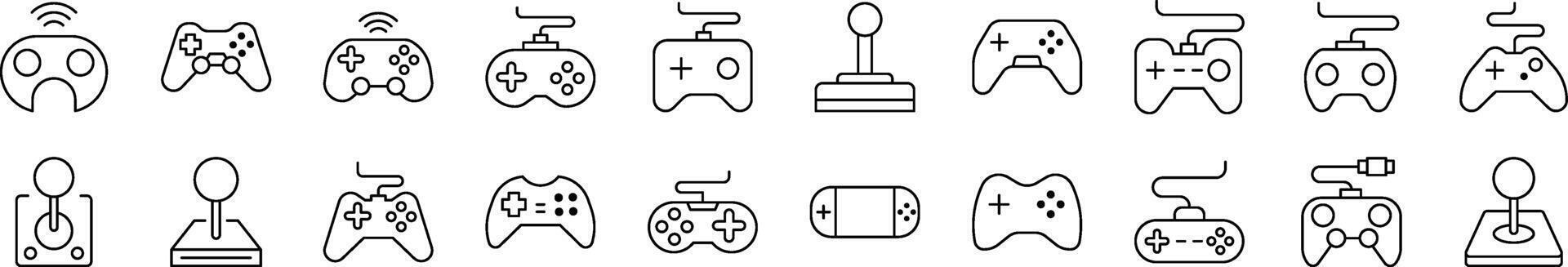 Collection of Line Icons of Joystick. Editable Stroke. Minimalistic Linear Pictogram for Design of Cards, Apps, Banners, Posts vector