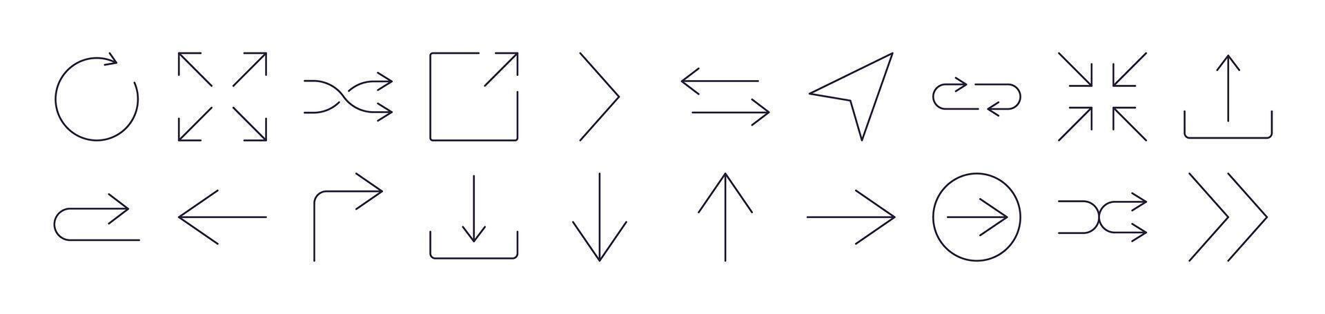 Arrows Up, Down, Right and Left Simple Icon Collection. Editable Stroke. Perfect for Infographics, Articles, Books, Flyers, Banners vector