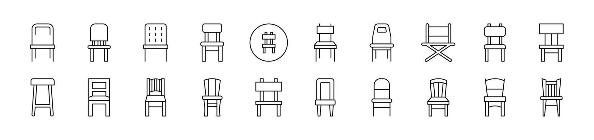 Chair for Rooms Collection of Thin Icons. Editable Stroke. Suitable for Web Sites, Books, Cards, Apps vector