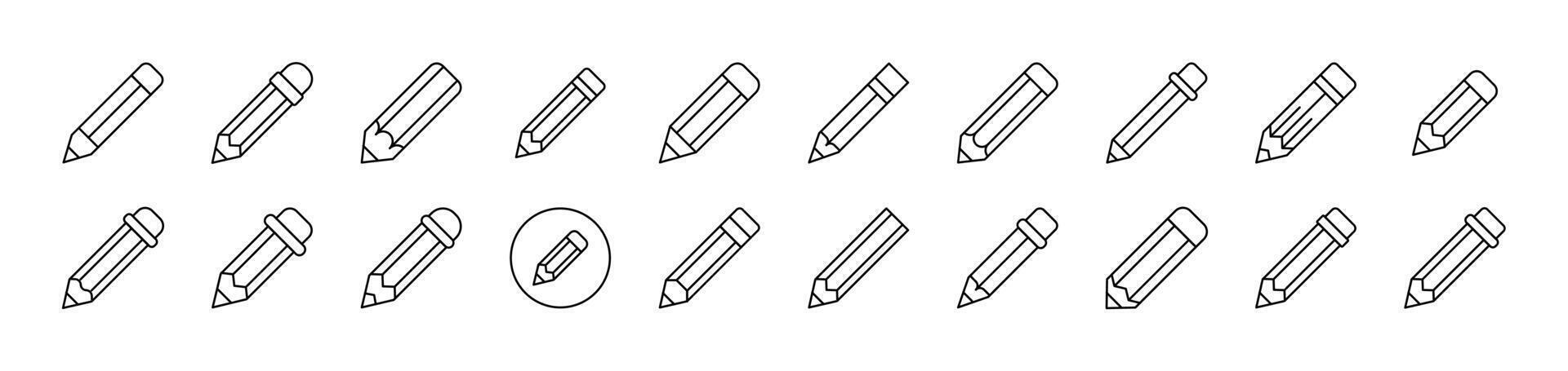 Pen and Pencils Set of Thin Icons. Editable Stroke. Suitable for Web Sites, Books, Cards, Apps vector
