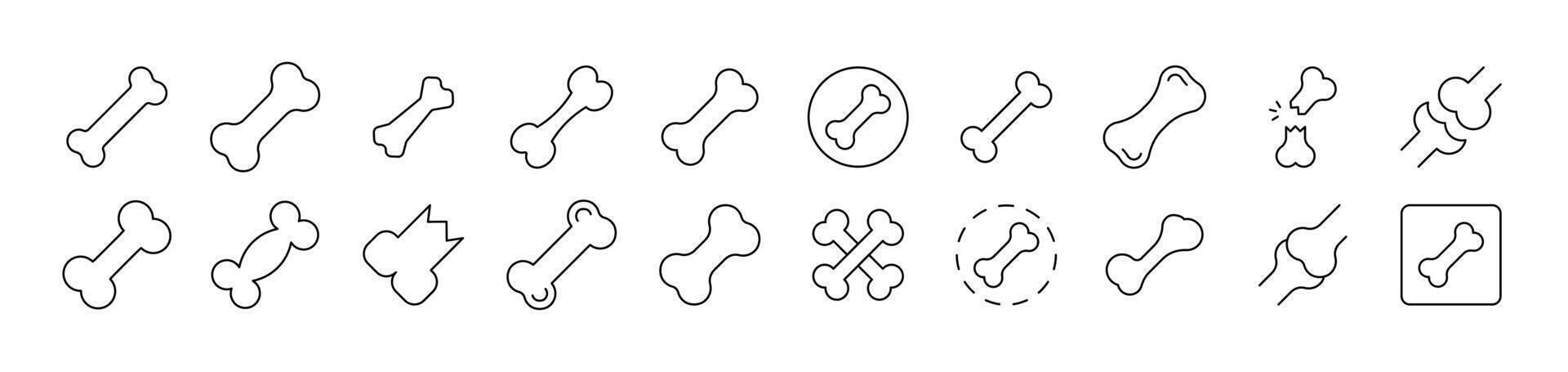 Bones Related Icon Set. Editable Stroke. Suitable for Web Sites, Books, Cards, Apps vector
