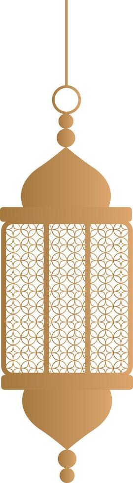 Islamic lamp of golden color with openwork pattern. vector