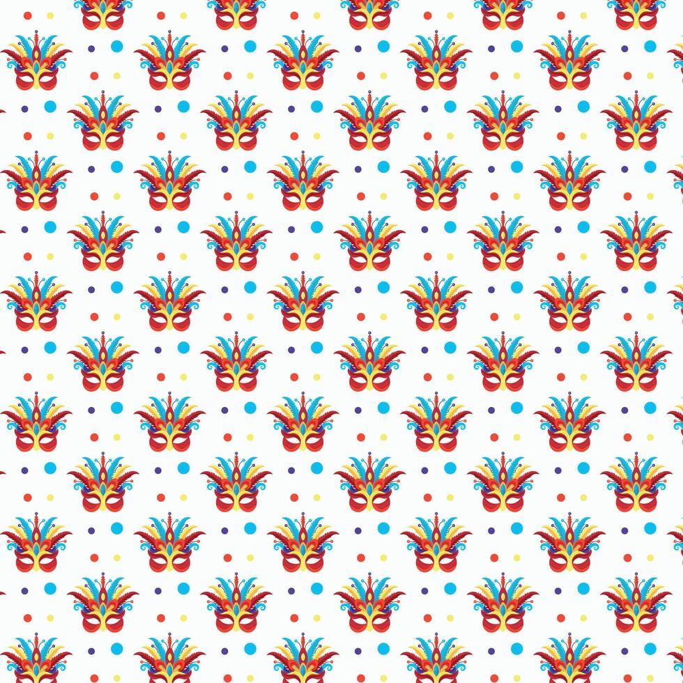 Seamless repeating pattern of carnival masks. vector