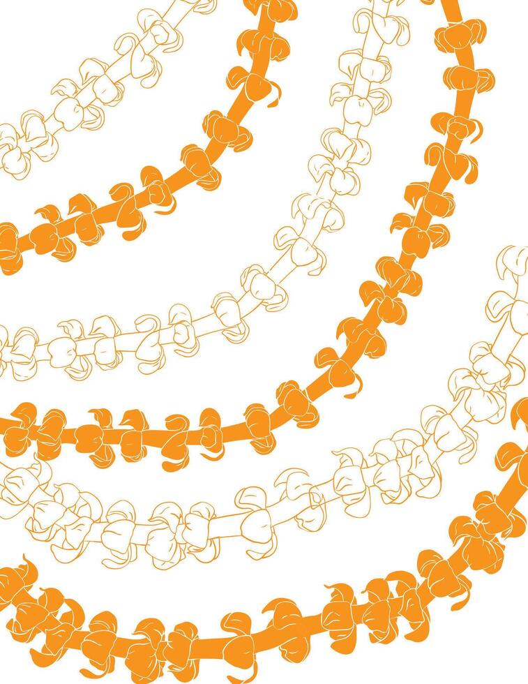 Hawaii puakenikeni lei orange hand drawing illustration vector