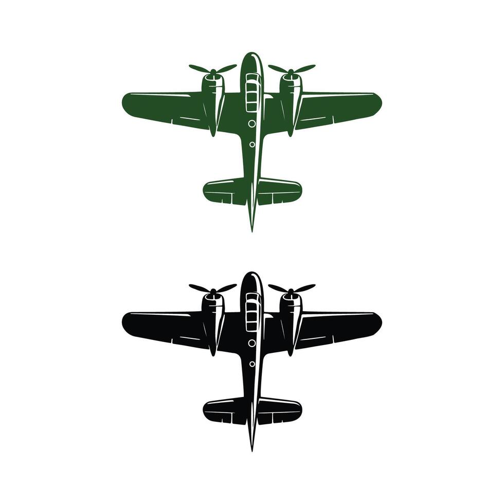 Military Aircraft art Silhouette Collection illustration on white vector
