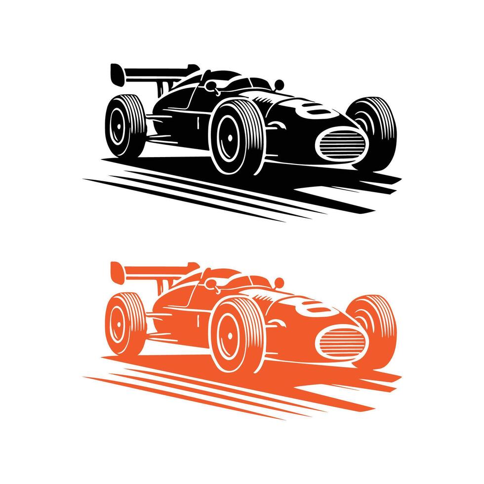 Formula racing car silhouette isolated logo on white background vector