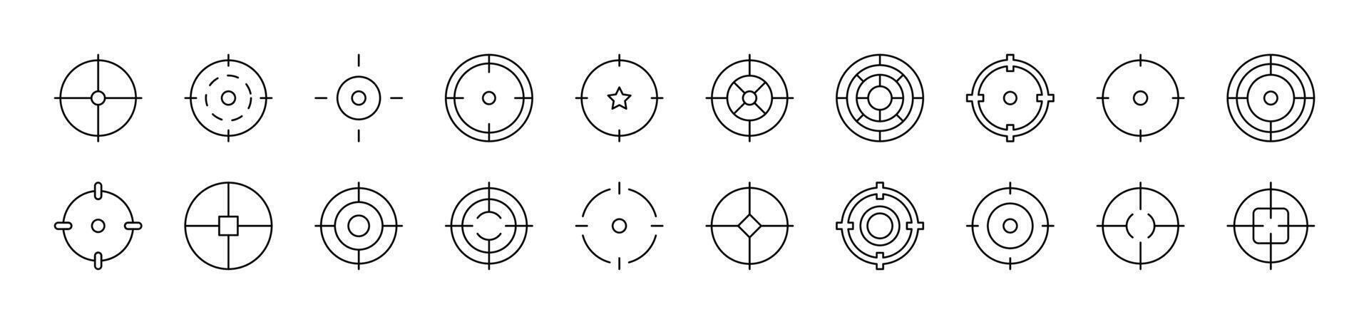 Target Set of Thin Icons. Editable Stroke. Suitable for Web Sites, Books, Cards, Apps vector