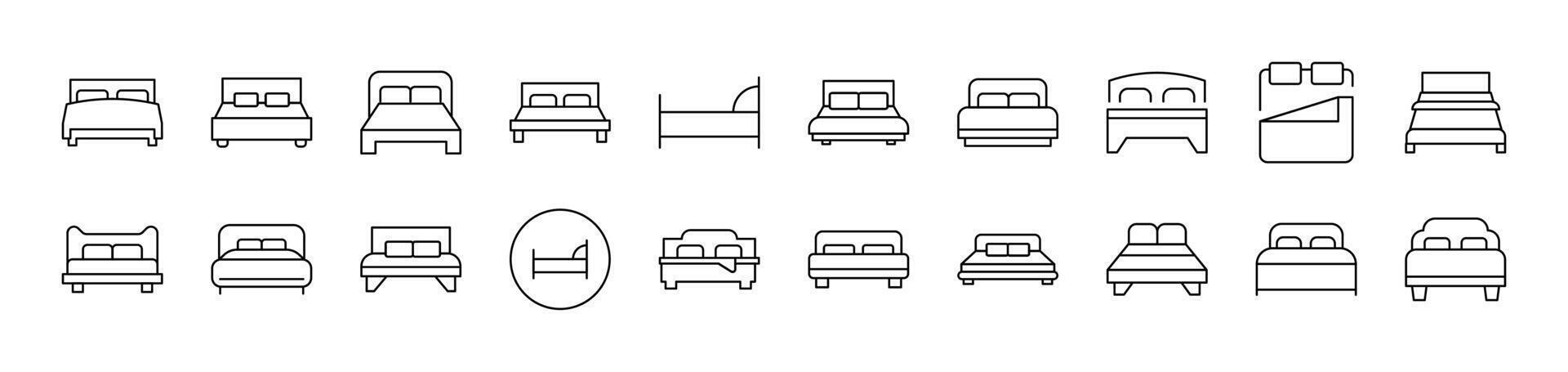 Bed Bundle of Thin Icons. Editable Stroke. Suitable for Web Sites, Books, Cards, Apps vector