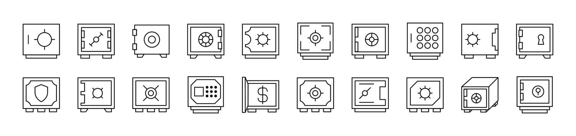 Safe Deposit Box Simple Icon Collection. Editable Stroke. Perfect for Infographics, Articles, Books, Flyers, Banners vector
