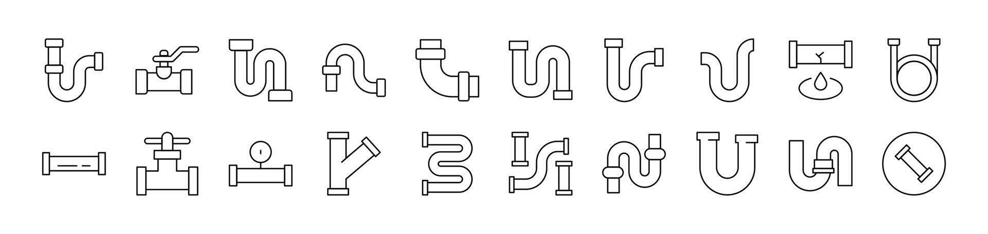 Pipe Related Line Icons for Web Sites, Books, Cards, Apps. Editable Stroke. Suitable for Web Sites, Books, Cards, Apps vector