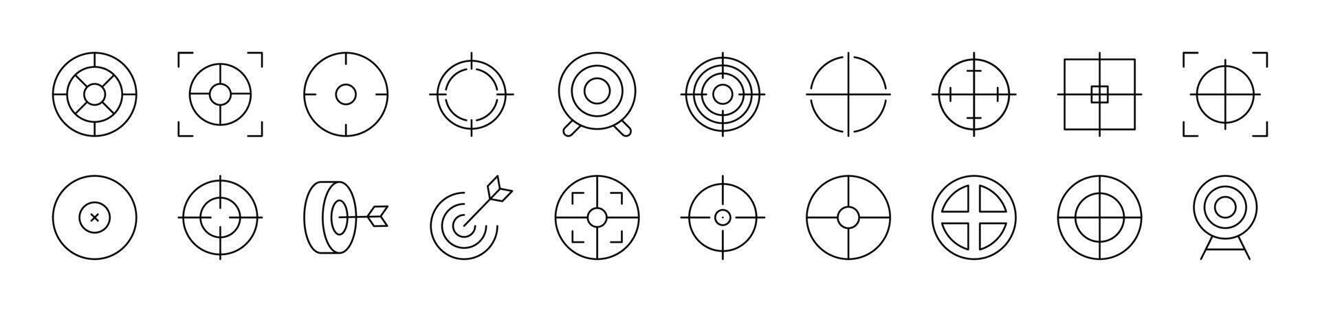 Sniper Target and Aim Related Picture Collection. Editable Stroke. Perfect for Infographics, Articles, Books, Flyers, Banners vector