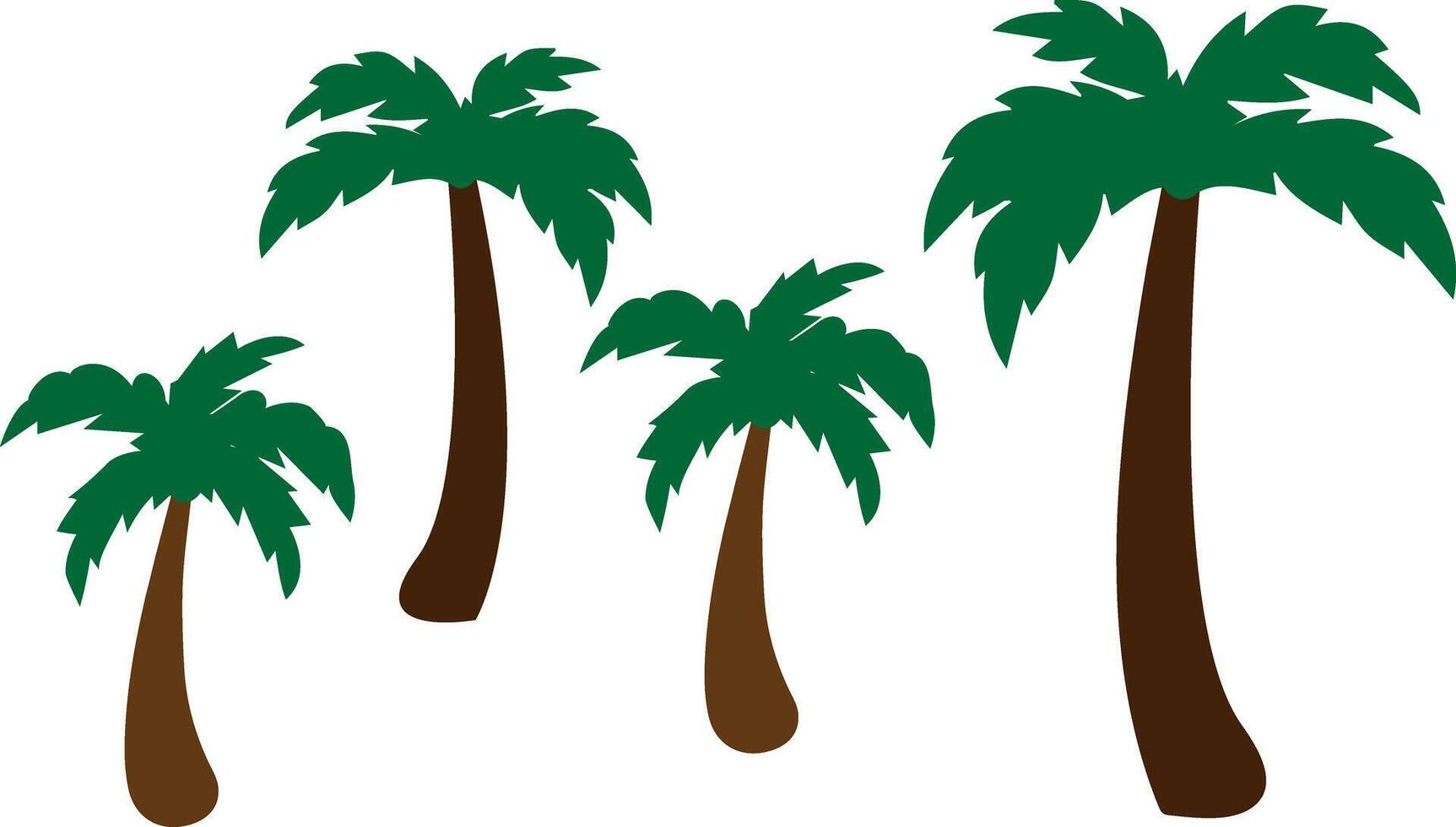 Set of Palm and Coconut trees vector