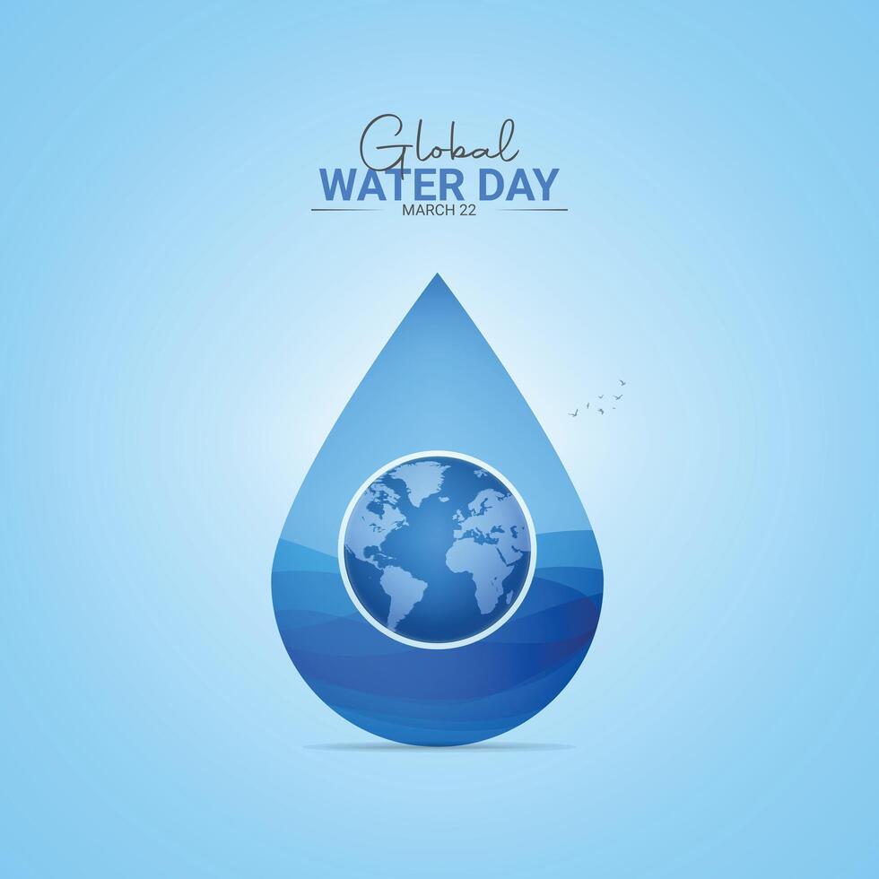 World Water Day - abstract waterdrop concept. Save the water concept background vector