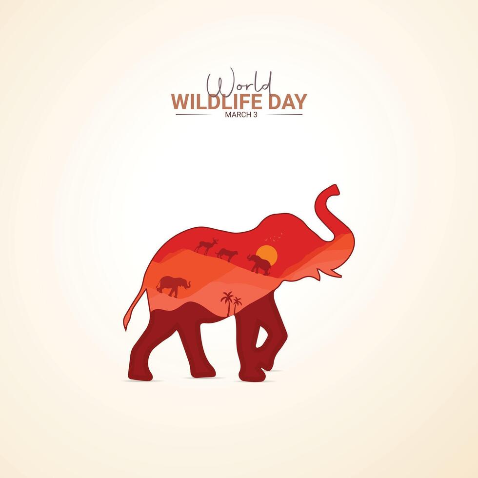 World Wildlife Day Background. World Wildlife Day celebration. March 3. Cartoon illustration design for Poster, vector