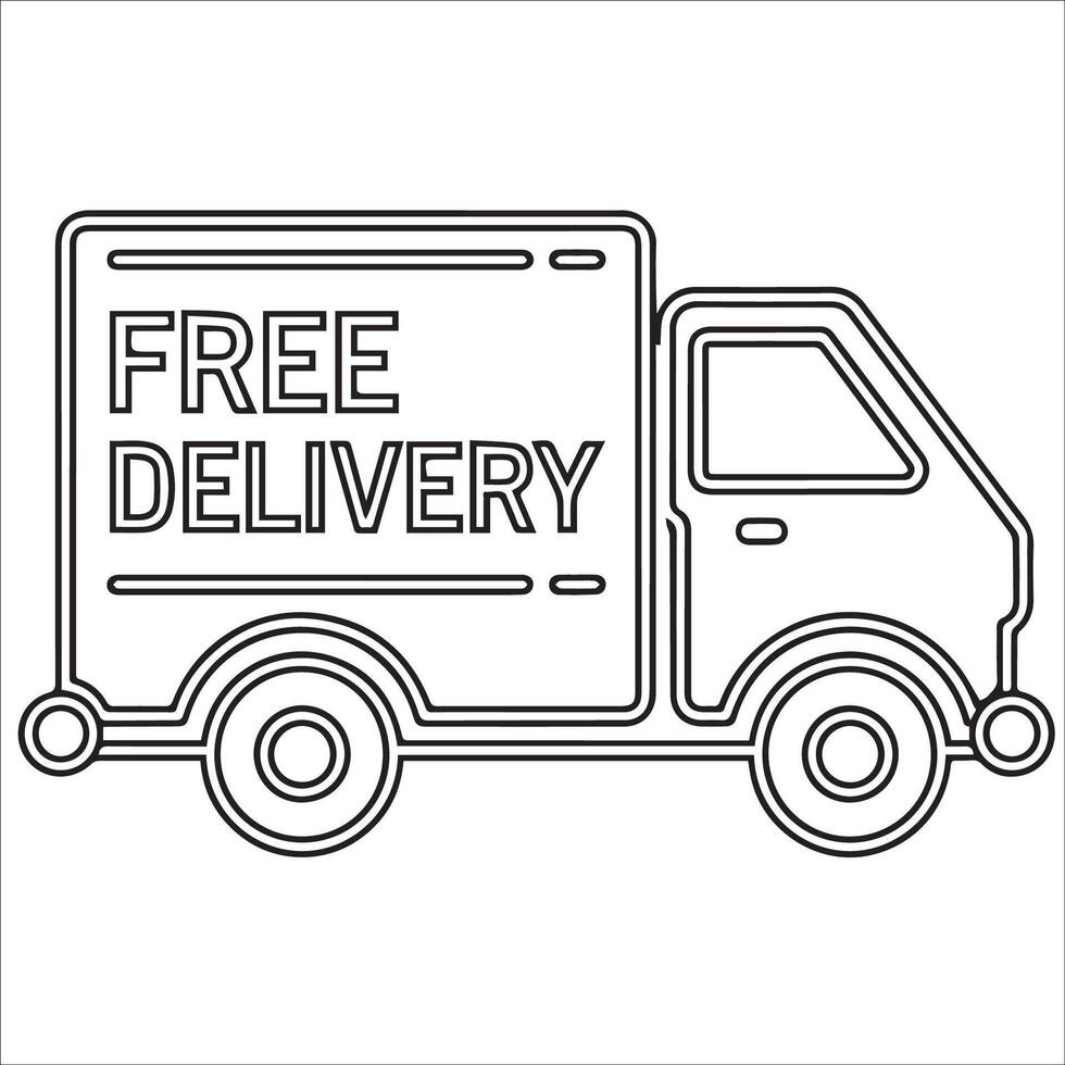 Black Delivery Truck Icon - Minimalist Design for Logistics Services vector