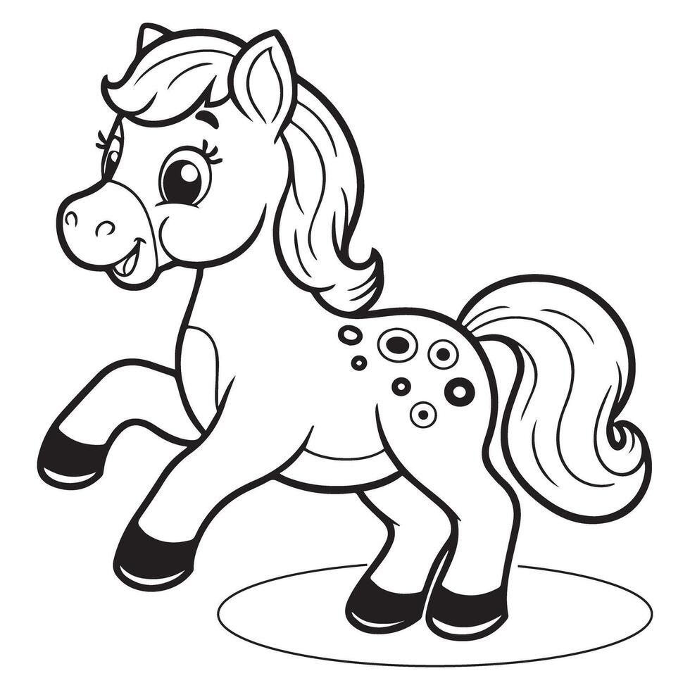 Horse Coloring book Page For Kids black outlines vector