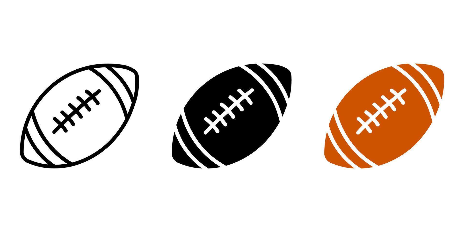 American football icon. Rugby ball sign. Oval ball symbol. American sport competition pictogram. vector