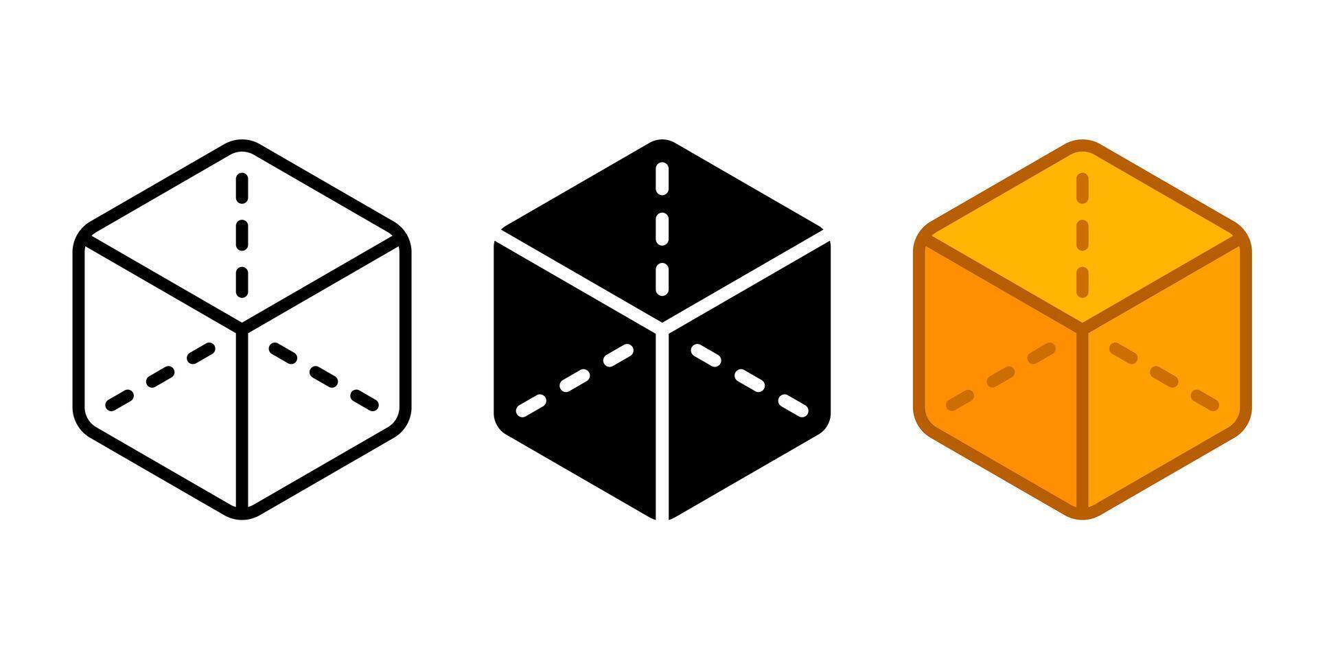 Cube three dimensional icon. Geometric square shape sign. Box symbol. Perspective block illustration. vector