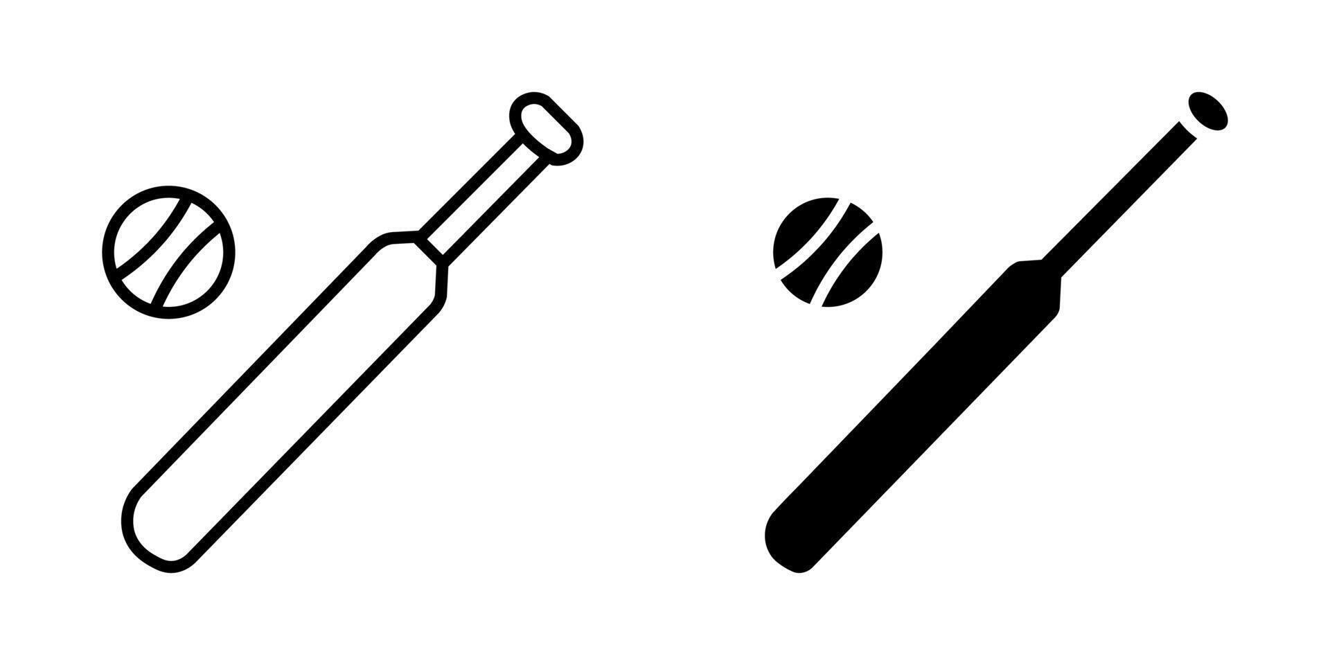 Cricket equipment icon. Sport game sign. Bat and ball pictogram. vector