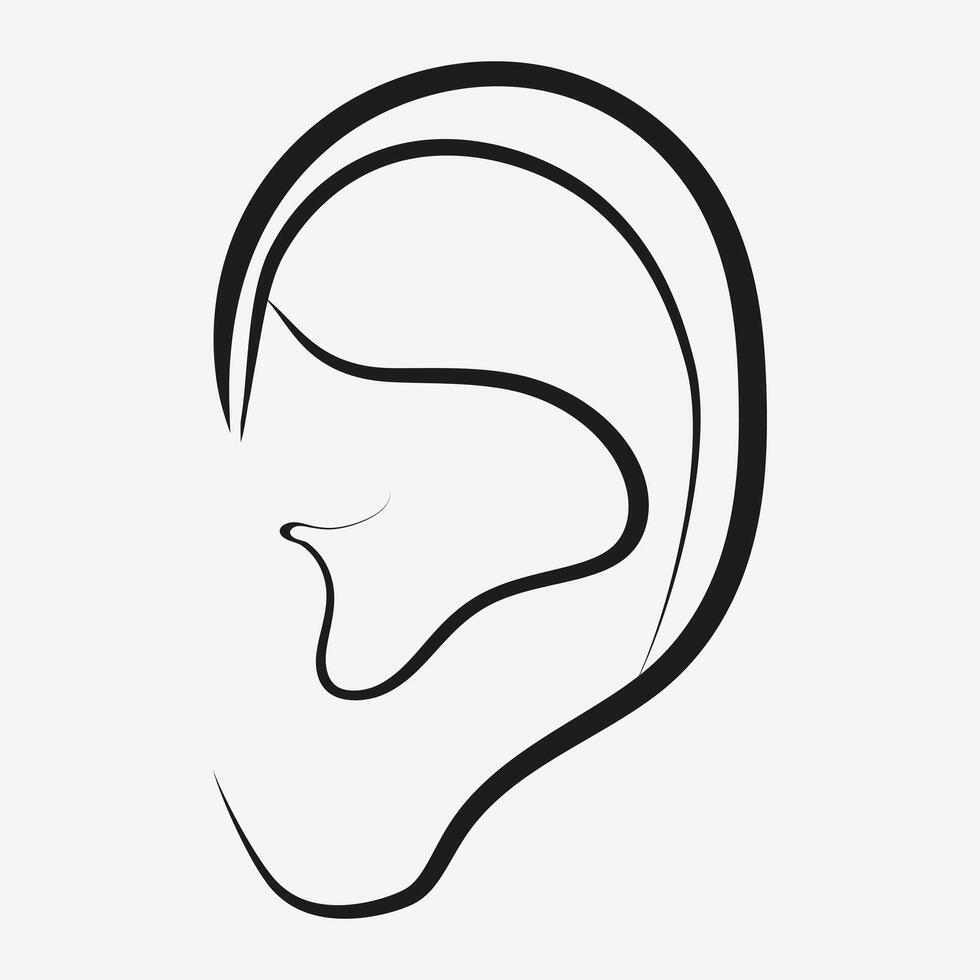 Human Ear Line Art Icon Illustration vector