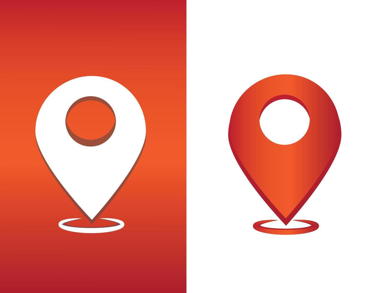 Location Pin , GPS, Map Position Marker, Flat design white , Red, Editable vector