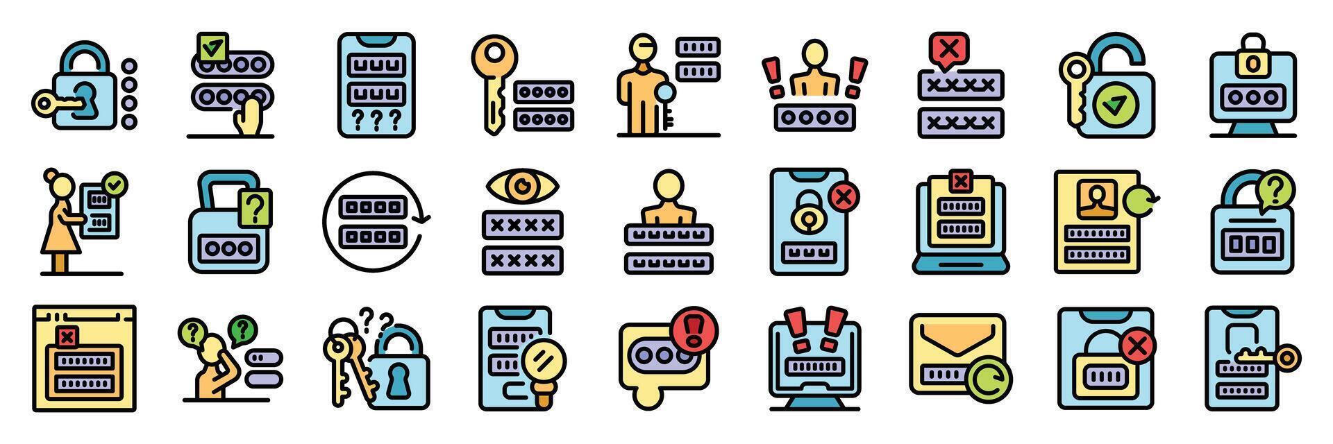 People protecting passwords and personal data using strong passwords, two factor authentication, and biometrics vector