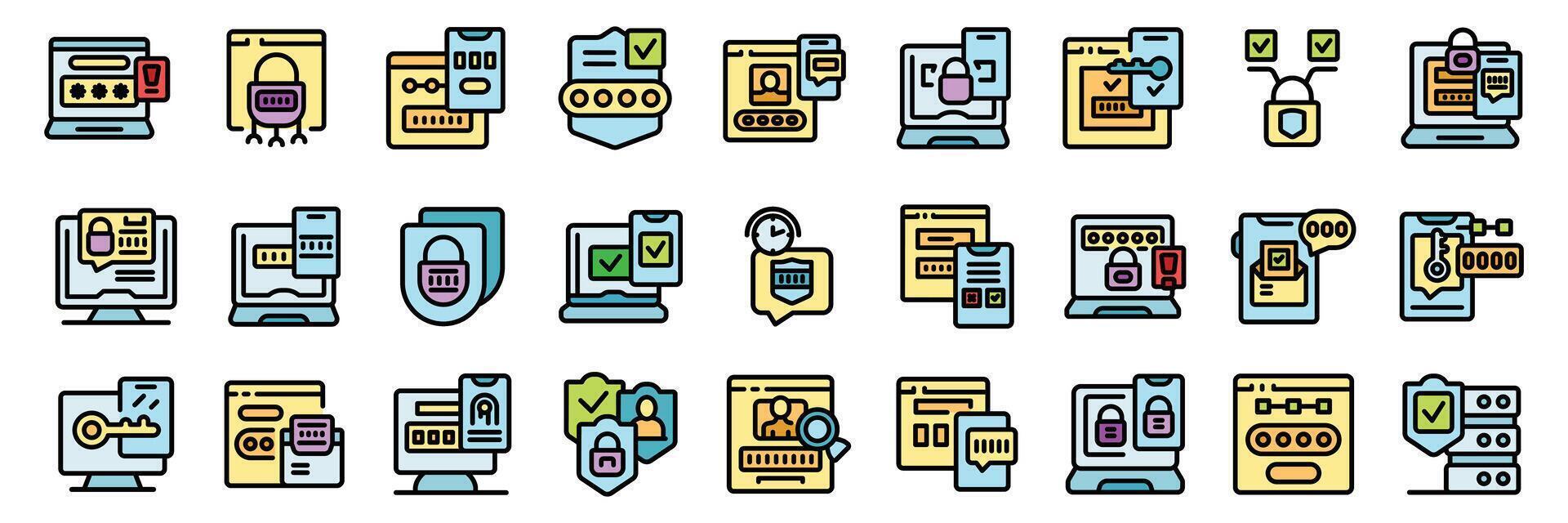 Two factor authentication protecting user data and access with secure login and password management vector