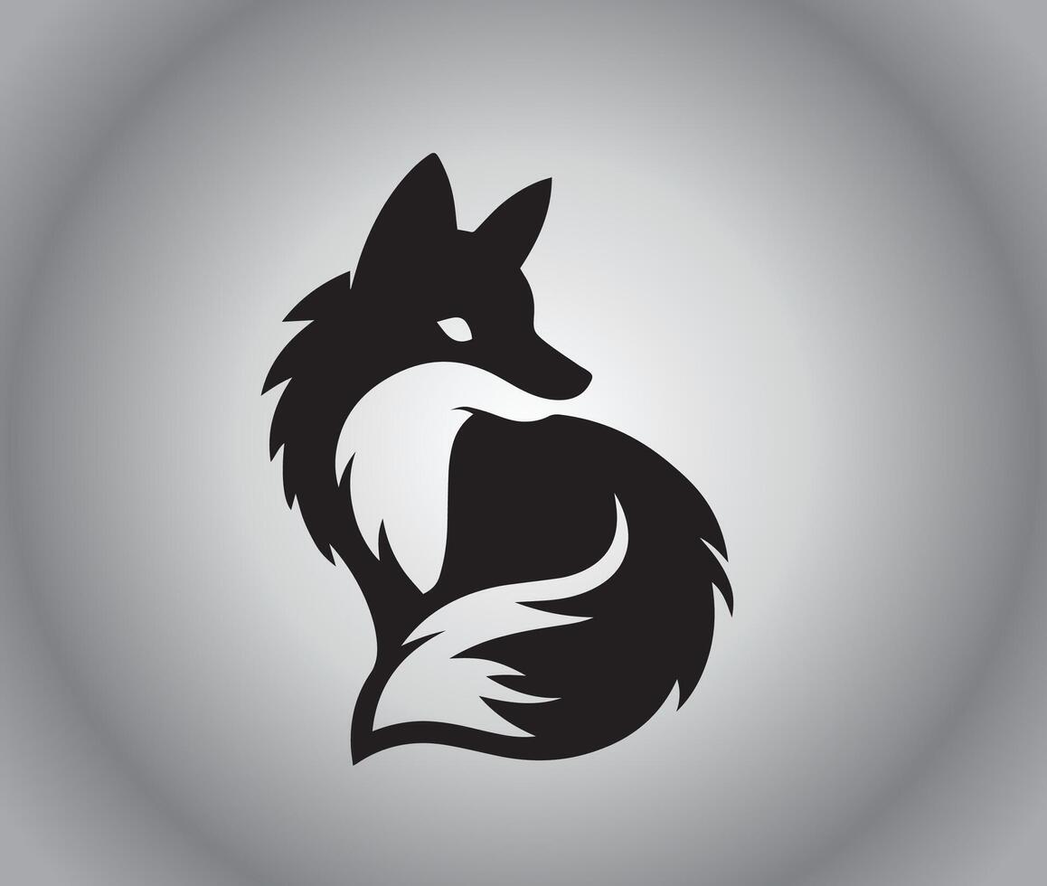 Stylized fox silhouette, minimalist design, black and white, sleek curves vector