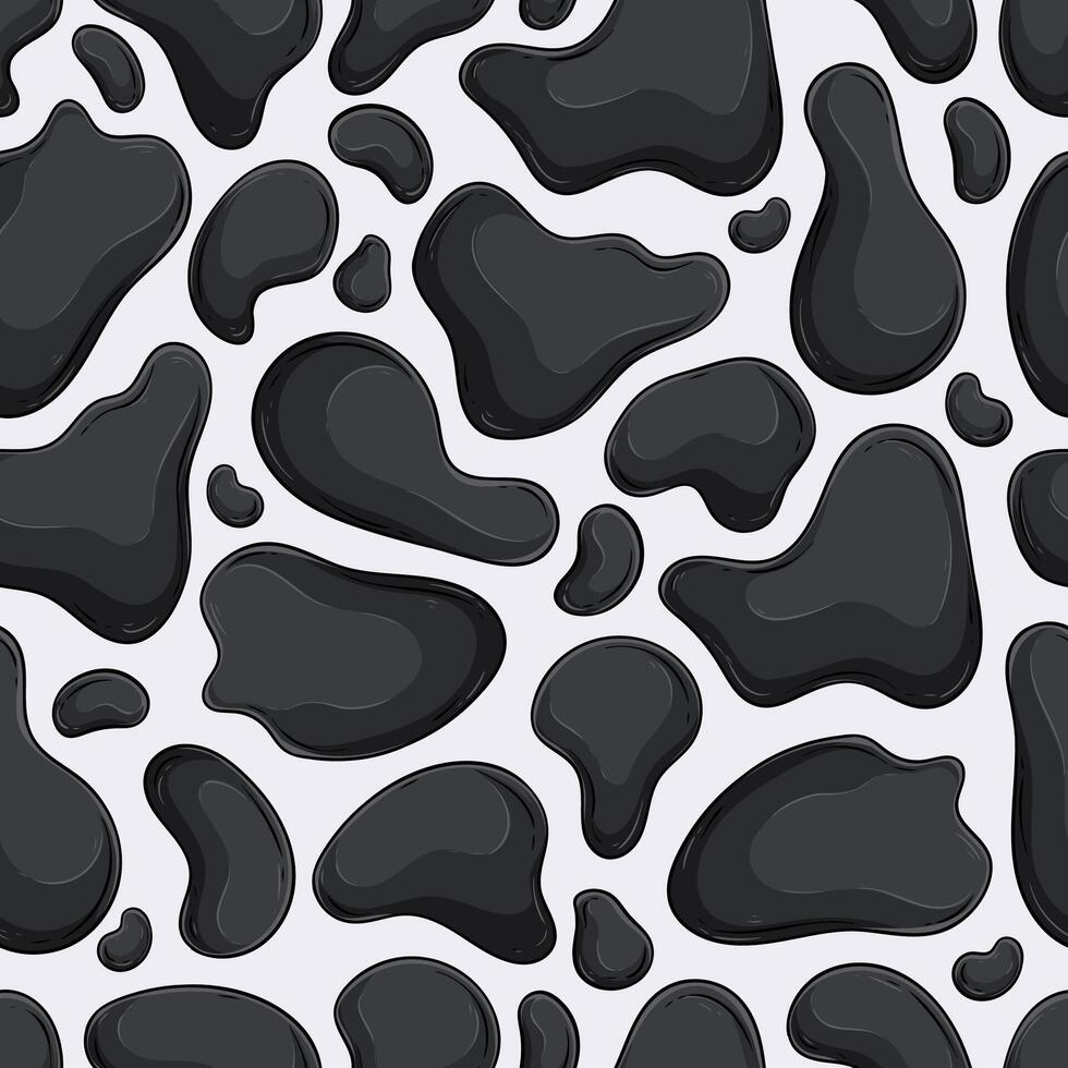 Hand drawn Seamless pattern of cow skin, Detail skin of cow, cartoonish black and white cow pattern vector
