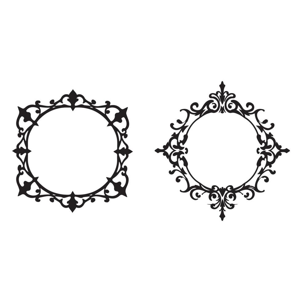 Elegant Black and White Ornate Circular and Square Frames vector