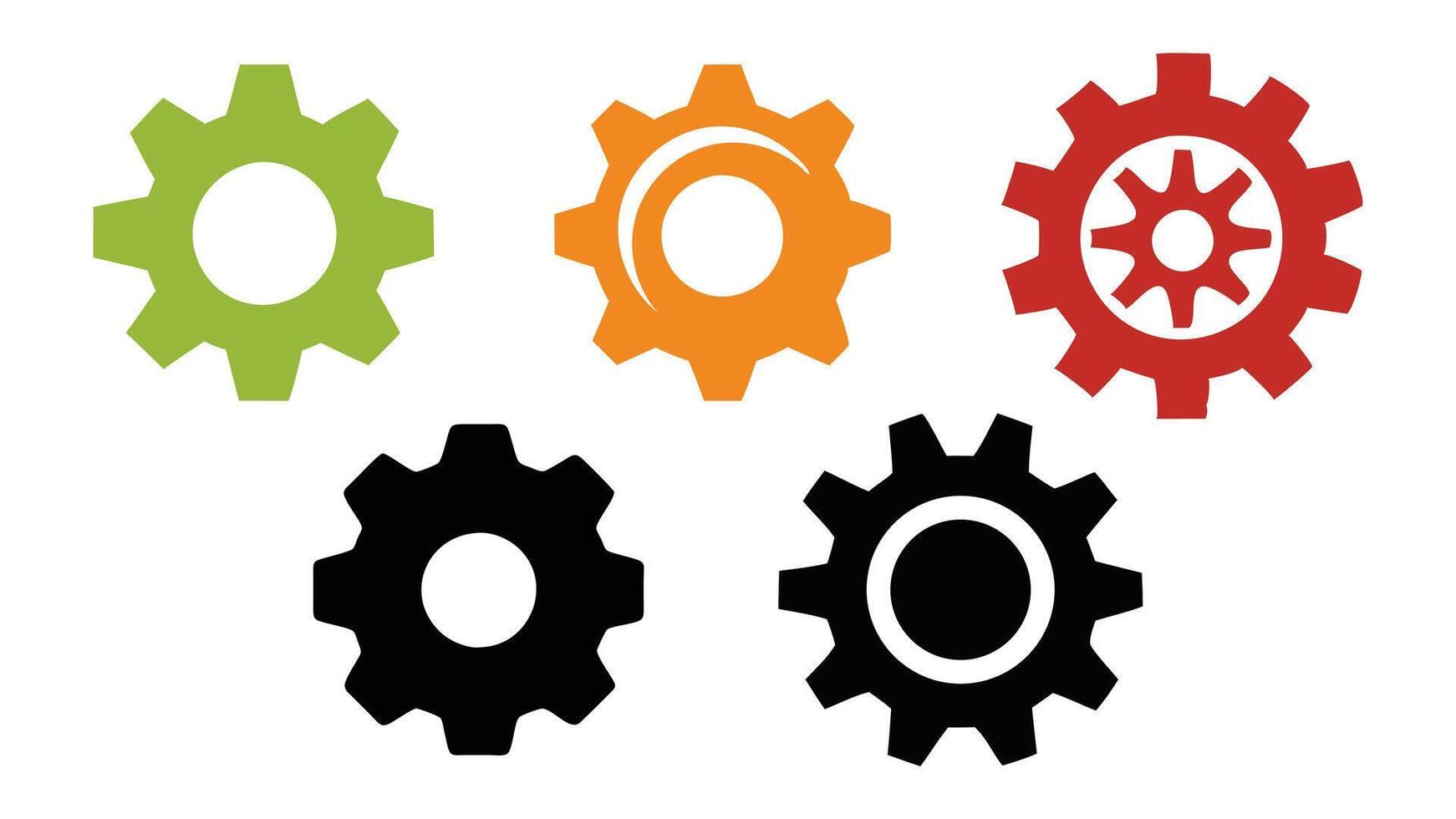 Simple silhouette Gear Icons flat design isolated on white background vector