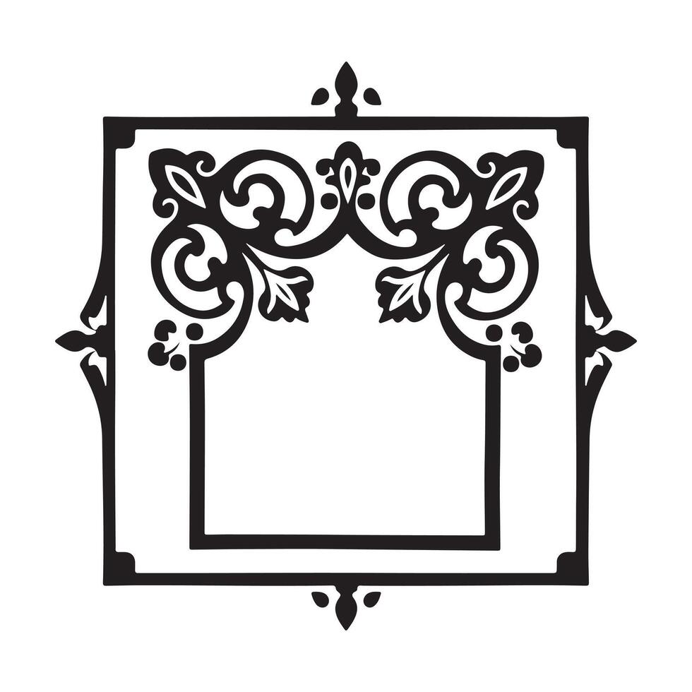 Ornate Black and White Square Frame with Flourishes vector