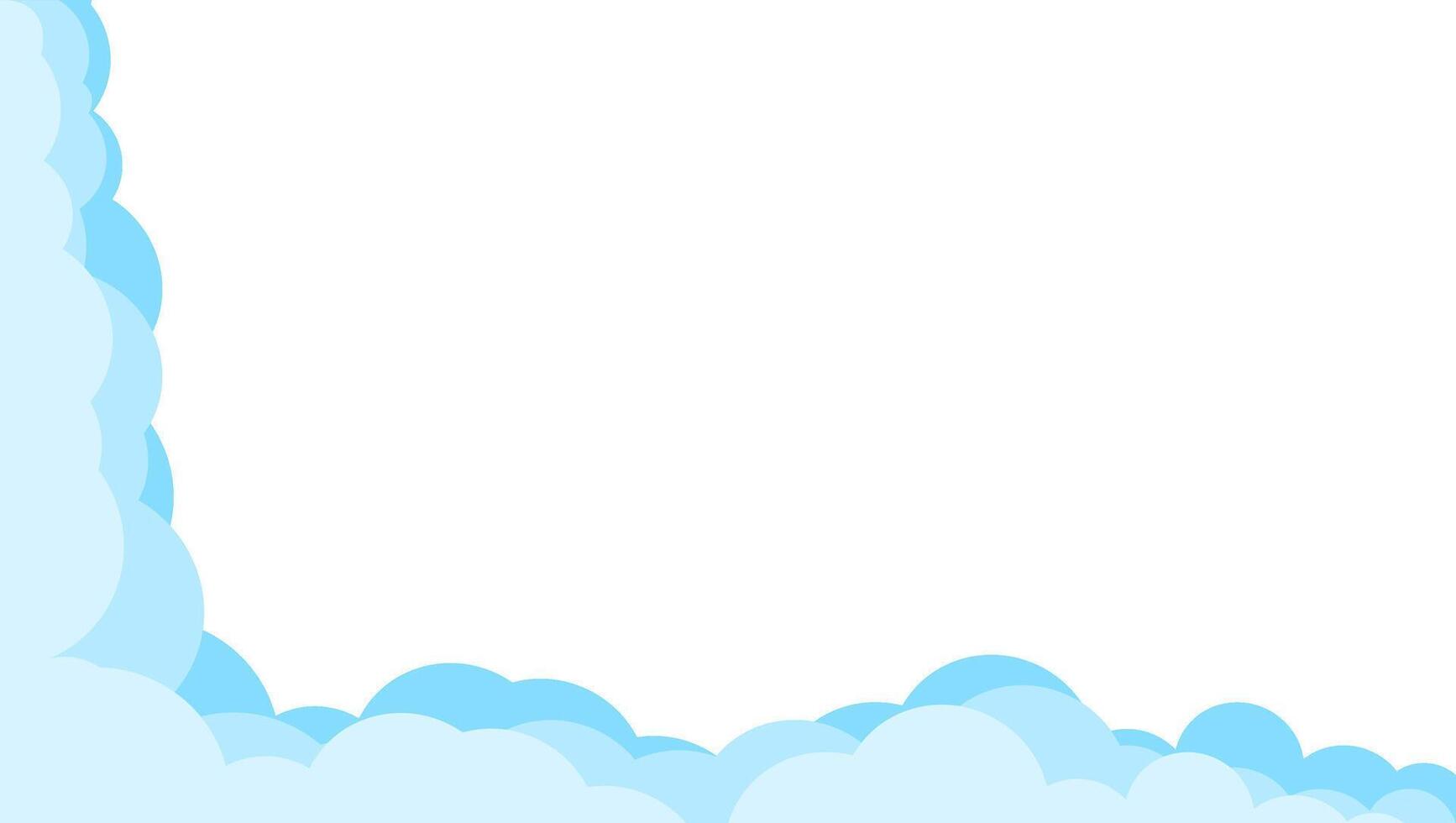 Template border with clouds. Shapes of white semicircular clouds. Simple cartoon paper cutout design. illustration for design vector