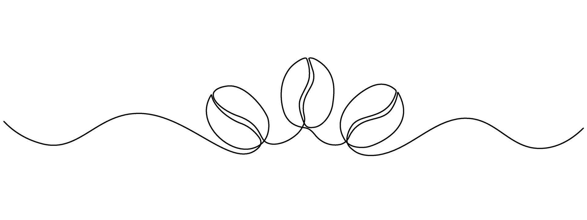 Continuous single line coffee bean pattern. Whole healthy organic coffee bean, cafe concept, for restaurant menu. editable stroke vector