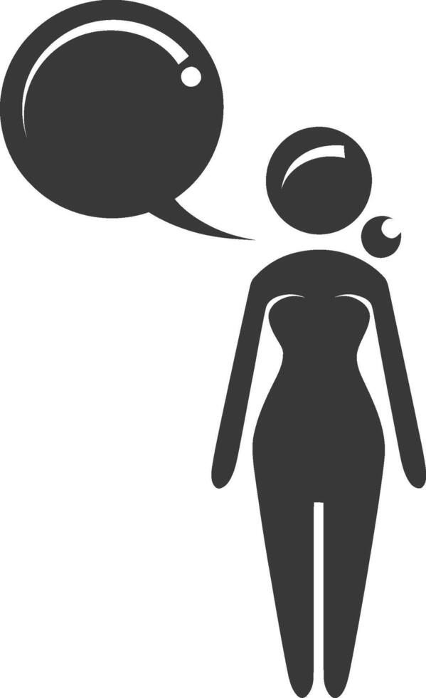 A woman with a speech bubble above her head vector